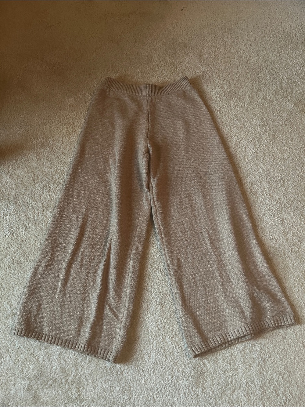 Womens Knit Wide-Leg Pants - Light brown
